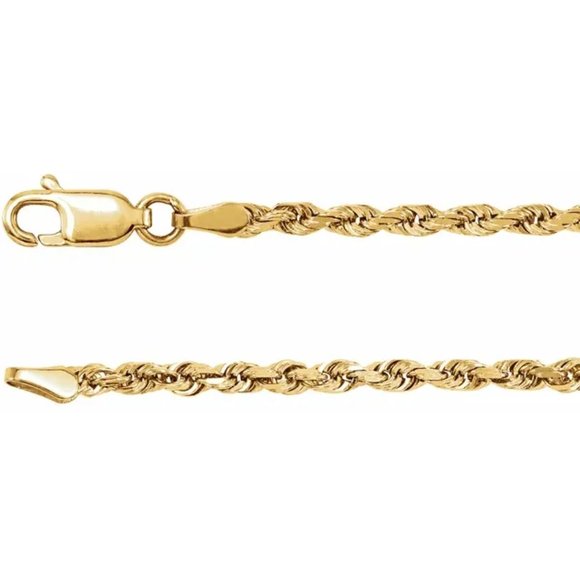 NEW Yellow Gold 14k Necklace 7.9 Grams 18 inch 2.5mm Rope Fancy Link Chain Penda